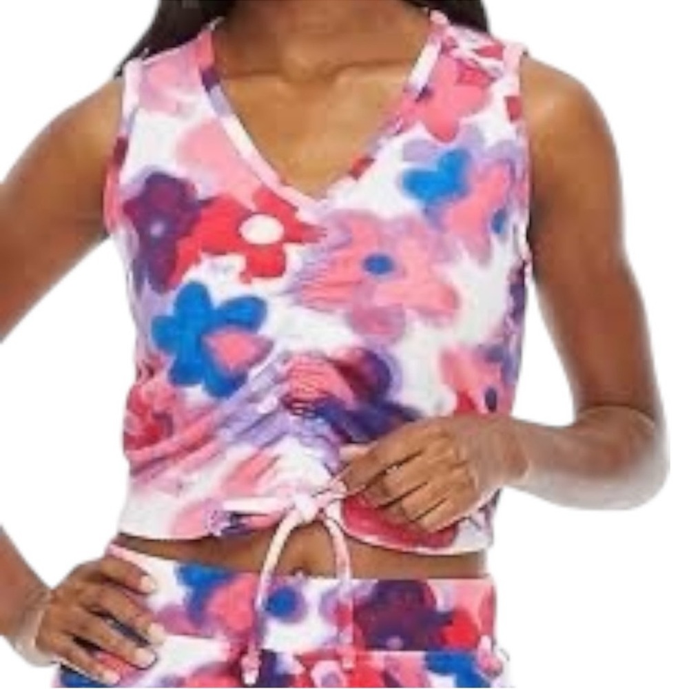 Juicy by Juicy Couture Sleeveless Terry Floral Crop Top - Picture 2 of 5